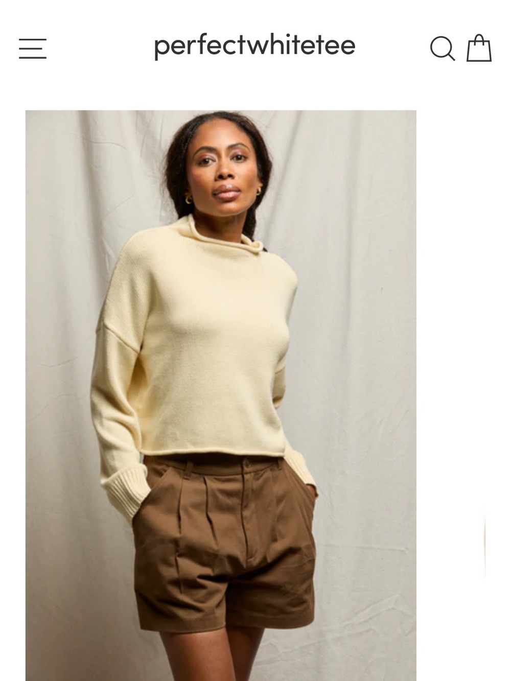 perfectwhitetee Mock-Neck Sweater, XS